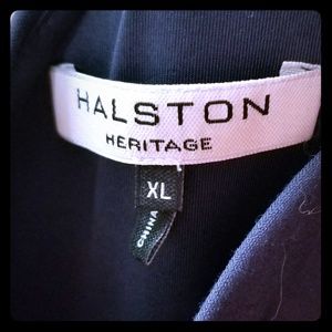 HALSTON one shoulder blue cocktail mini dress